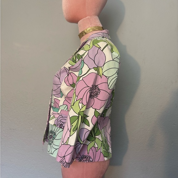 Loft Ann Taylor Floral Women's Jacket - Green and Pink size 2 - Picture 5 of 14